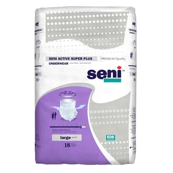 Seni Seni S-LA18-AP1 Active Super Plus Underwear; Large; Pack of 72 S-LA18-AP1